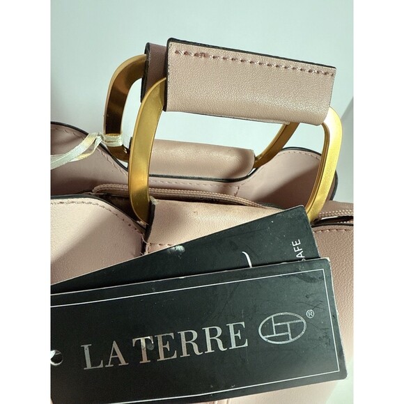 La Terre Vegan Leather Blush Pink Satchel Handbag Gold Hardware NWT” - Picture 2 of 9